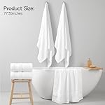 REDKISS 100% Cotton Bath Towels Set of 2, Extra Large Bath Sheets 35 X 70 Inches, 800 GSM, Quick Dry, Ultra Soft & Super Absorbent Bathroom Towel Sets for Bathroom, Gym, Spa, Pool & Hotel, White - Image 3
