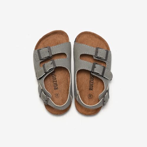Kids Sandals Toddler Boys Girls Slides Cork Footbed Double Buckle Slip On Slipper with Adjustable Straps Open Toes Flat4
