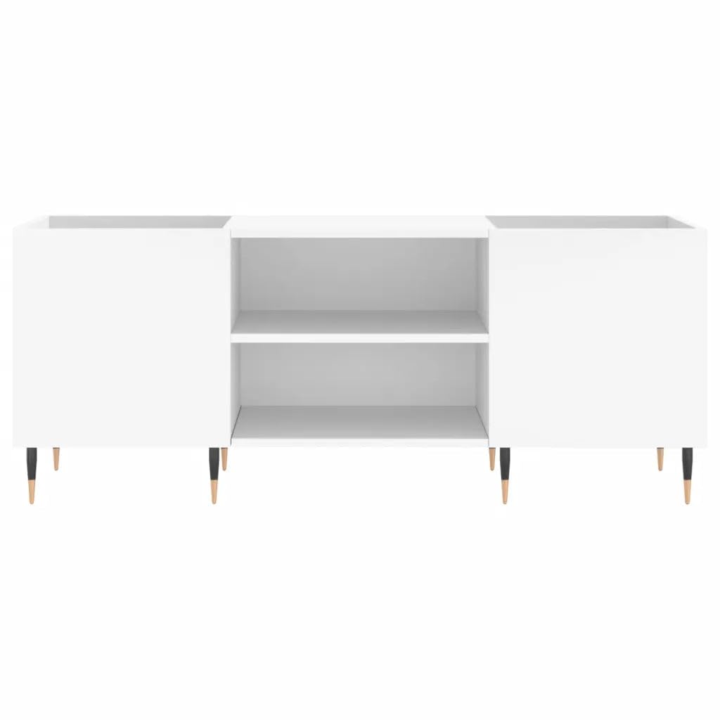 Helloshop26 Armadietto a dischi pratico portaoggetti 121 x 38 x 48 cm, finitura opaca stile industriale in legno, bianco 02_0049086