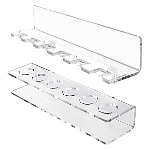 BVANQ Pool Cue Rack Wall Self-adhesive Mounted Rack for Billiard,Optional 2 Style Acrylic Pool Stick Stand Holds 6 Cues, Mounted with Screws or Self-adhesive (Top Clip 6 Cues Holder) Cover