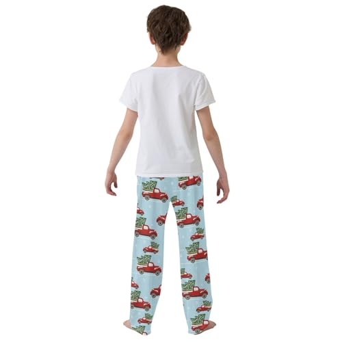 ZZKKO Christmas Pickup Truck Tree Blue Boys Pants for Kids Jogger Pants with Pockets S-XL3