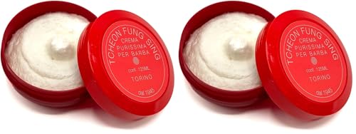 Twin Pack, TFS Ciotola Rossa Semi Soft Shaving Soap, Classic Almond Scent 125ml (4.2 oz), Made in Torino Italy since 1945, Creates a Luxurious Lather, For use with a Shave Brush