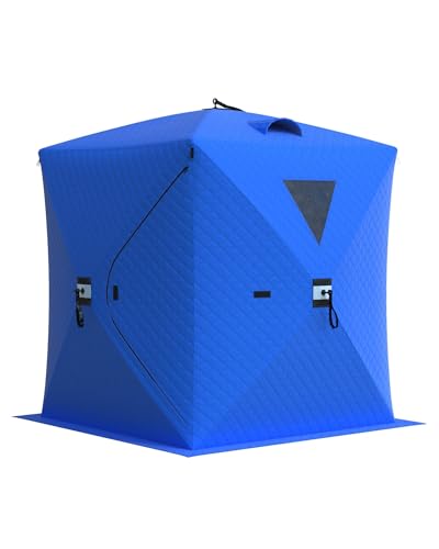 Kselythan Ice Fishing Tent,Pop Up Ice Shanty for Anti-Wind and Warm,Hub-Style Shelter Multiple Sizes for 1 to 8 Person, for Camping Mountaineering & for Winter Outdoor Activities