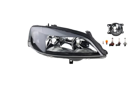 Johns, Phare halogène avant pour Opel Astra G 02/98-01/2005 H7 HB3 droit + phare antibrouillard + ampoule