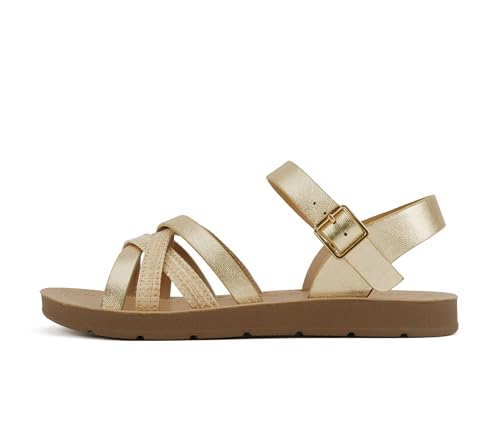Soda Ling ~ Women Round Toe Multi-Strap Flat Sandals