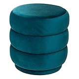 Pouf Sinan Bleu Canard en Velours - Atmosphera créateur d'intérieur