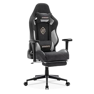 STARUZI Gaming Stuhl mit fußstütze Schwarz Wildlederimitat Stoff Gaming Sessel | Gaming Stuhl für Kinder Erwachsener, Ergonomisch Gamer Stuhl 180 kg Belastbarkeit
