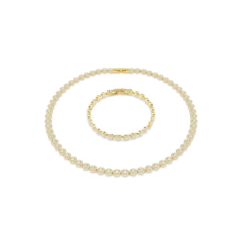 Juego Una Angelic Swarovski de alta joyería con cristal redondo y oro suntuoso