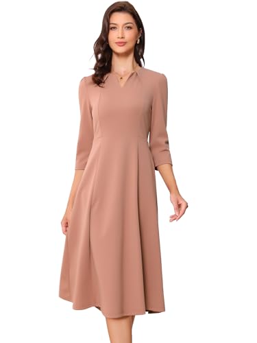 Image of Allegra K Womens 3 /4 Sleeve A-Line Business Work Formal Midi Dress