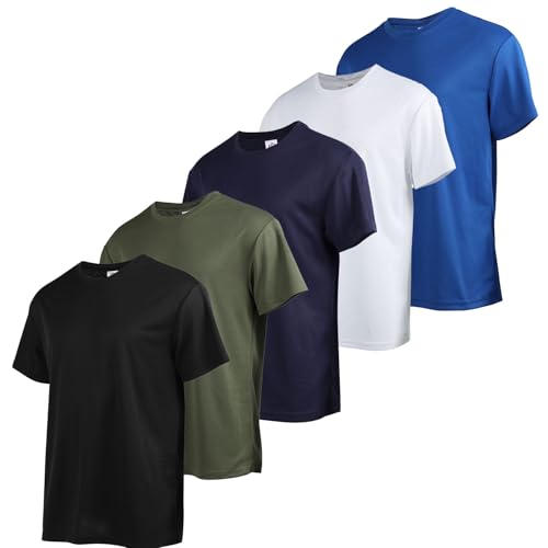 Gary Com 5 Pack Mens Workout T Shirts Dry Fit Gym Short Sleeve Shirt Running&Cycling Athletic Tops for Man