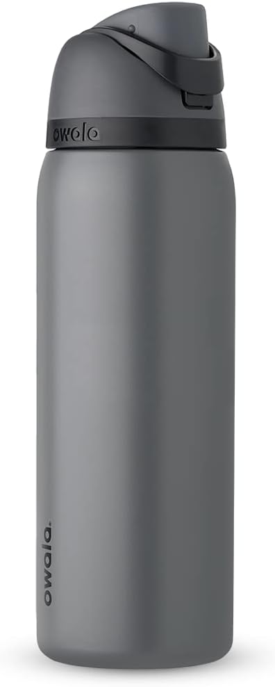 Botella Owala FreeSip de acero inoxidable aislada con popote, 40 onzas, color muy oscuro