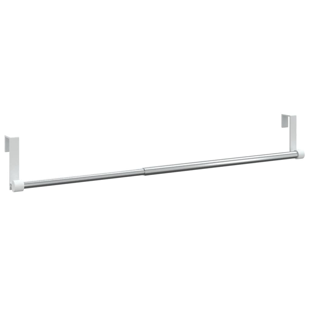 Lot de 2 tringles à rideaux télescopiques en aluminium avec crochets pour décoration de fenêtre, brise-vue, protection solaire pour salon, salle de bain, cuisine - Blanc et argenté - Réglable