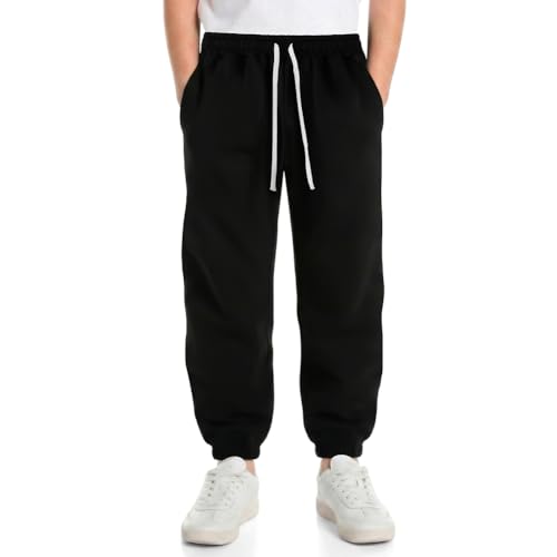 BSBUY Pantalon Jogging Baggy Garçon, Pantalons de Survêtement Taille Élastique avec Poches, Pantalon Large Jambe Droite, Sweatpants Casual pour Filles et Garçons...