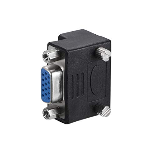 Uxcell Db15 Vga Gender Changer 15 Pin Female To Male 3-Row Right Angle Mini Gender Changer Coupler Adapter Connector For Serial Applications Black #TOP3