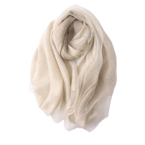 Women's Double Layer Scarf Lightweight Silk Wool Blend - Fluffy Airy All-Season Scarf Solid Color for Coats & Jackets