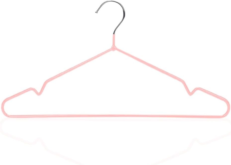 FEELINGS METAL HANGER PVC COATED 12PCS SET 40CM Suit Hanger Cloth Hangers Metal Clothes Hanger Smooth Finish Metal Coat Hanger Metal Hangers for Clothes Dress Suit Pink