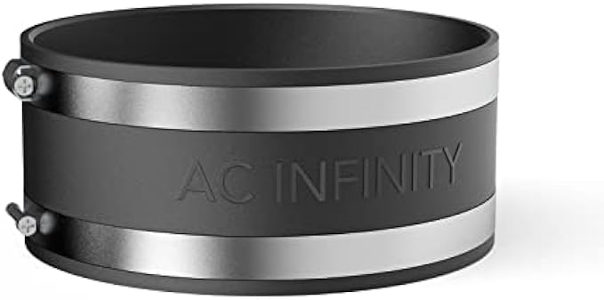 AC Infinity Noise Reduction Clip 6" Duct Coupler with Stainless Steel Clip Flexible Rubber Coupler for Inline Fan and Carbon Filter