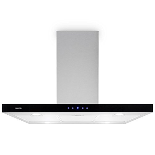 Klarstein-Madonna-Campana-extractora-en-isla-90-cm-Ancho-3-potencias-Ventilacion-500-mh-Filtro-Antigrasa-Pantalla-Lamparas-halogenas-Acero-Inoxidable-Clase-Energia-C-Plateado