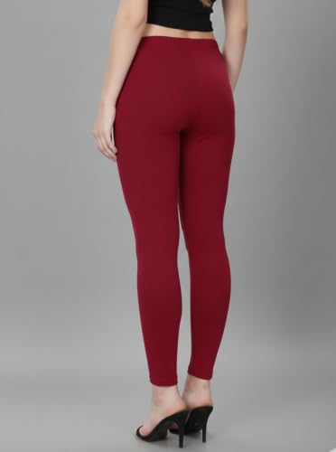 Image of ZAYANQA Combo of 2 Slim Fit Women /Girls Solid Stretchable Cotton Ankle Length Leggings with Ultrasoft Wide Elastic Waistband |Comfortable |Fashionwear|