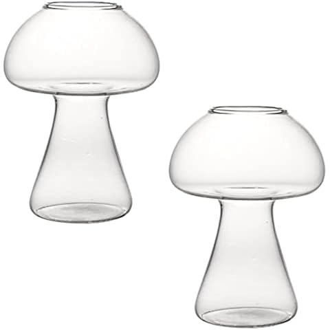 Cabilock Ästhetische Gläser Getränk 2 Stück kreative Cocktailgläser Martini Gläser Pilz Design Gläser Glas Neuheit Getränkebecher für Zuhause Party KTV Bar Nacht Party Ästhetische Cocktailgläser Cover