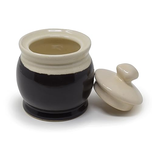 Image of The Himalayan Goods Company 300 ml Ceramic Kitchen Container with Lid Tea Coffee Sugar Spice Pickle Salt Pepper Jar Brown