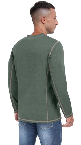 Sailwind Men's Henley T Shirt Cotton Long Sleeve T-Shirt Classic Casual Shirt Tops for Men (Green Variegated, XL) - Image 5