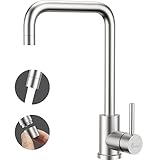 Grifo cocina de acero inoxidable, grifo fregadero cocina WAVEWO, Grifo de cocina giratorio 360 ​​° grifo de cocina moderno ahorra agua y no salpica