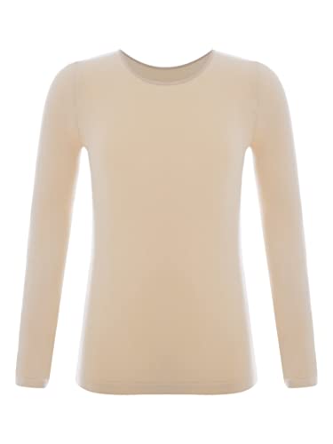 Kids Girls Pure Color Dance Tops Long Sleeve Thermal Underwear T-Shirts Base Layer Athletic Shirts