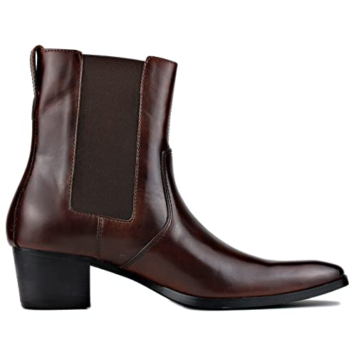 Leather Dress Boot for Men Fashion Casual Chelsea Cowboy Ankle Boots Heels CD-JY038-R3