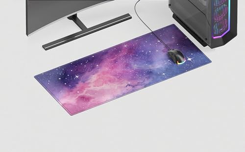 Image of Interstellar Glow Premium Desk Mat | Anti-Skid | Anti-Slip | 80 x 30 cm | Laptop Mat for Work from Home /Office /Gaming- Extended Mouse pad and Keyboard Desk mat