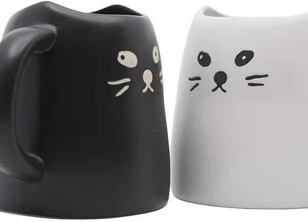 Miniatura 5 de Sunart SAN2140 Cute Vajilla con diseño de gato negro y gato blanco, taza, 11.3 oz (320 g)