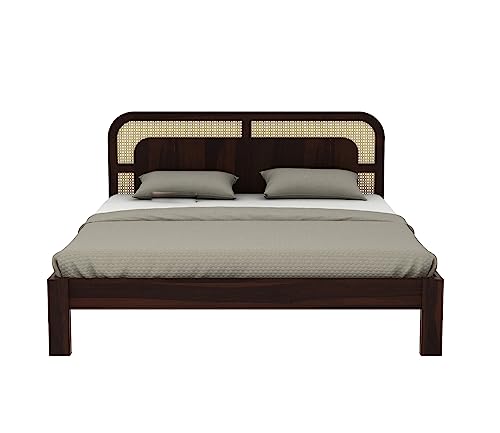 Image of King Size Cot Without Storage - Solid Wood King Bed - Cot Akka Bed - Stylish Bedroom Furniture (King, Walnut Finish)