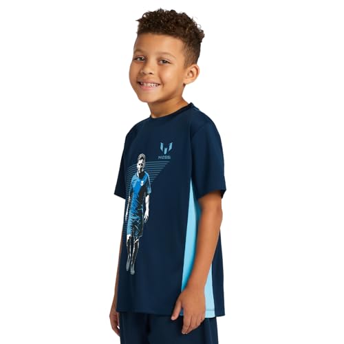 Image of Messi Boys' Lifestyle Short Sleeve Top, Loose-Fit Shirt with Logo, Comfortable, All-Day Wear