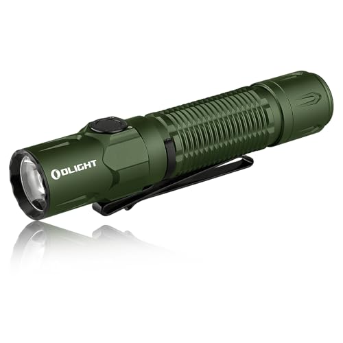 OLIGHT Warrior 3S Taktische Taschenlampe 2300 Lumen, Extrem Helle mit 5 Modi, USB Aufladbar mit Abstandssensor IPX8 wasserdicht für Camping Wandern Survival und Suche (Grün)