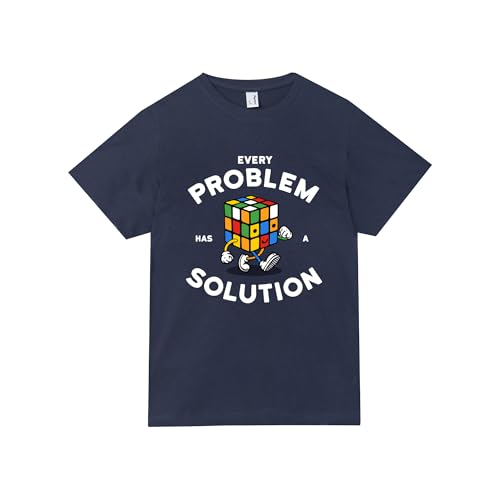 Pampling Camiseta Infantil para Niños y Niñas de Manga Corta 100% Algodón, Ropa Cómoda y Transpirable con Diseños Originales, Color Azul (Every Problem, M)