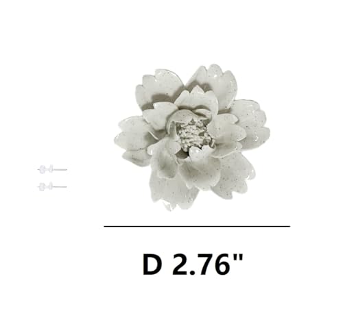 Image of Ceramic Flower Wall Art Decor, Artificial Flower Wall Sculpture,Handmade Ceramic Flowers for Home,Hallway,Living Room, Kitchen,Bathroom (Peony,Spotted Color, 2.76 inch)