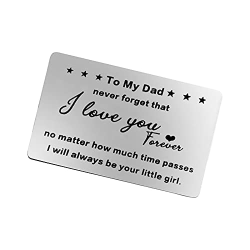 Fathers Day Gift Dad Gifts from Daughter Engraved Wallet Insert Card Birthday Present for Dad Father Daddy Papa Christmas Thanksgiving Wedding Present for Father of Bride