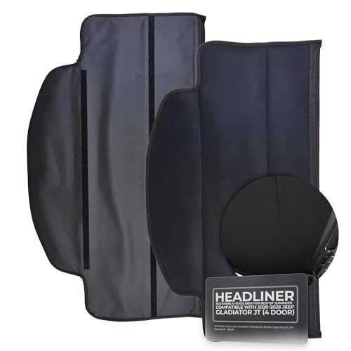Hothead Headliners Reversible Headliner for Bestop Sunrider - Compatible with 2020-2026 Jeep Gladiator JT (4 Door) Hardtop Improves Insulation & Reduces Noise Easy Install UV Resistant - Black