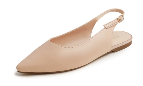 Feversole Womens Flat Pointed Toe Slingback Shoes，Zapatos con correa de hebilla casual de lurex brillante para mujer Tamaño 36-41