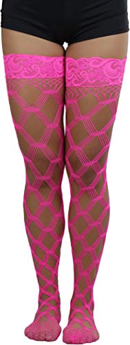 Image of ToBeInStyle Women's Multi-Strand Large Diamond Fence Net Thigh High Stockings