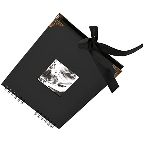 NOLITOY Vienrose Scrapbook Fotoalben Diy Hardcover Bilderbuch für Gästebuch Hochzeit Geburtstag Schwarz Cover
