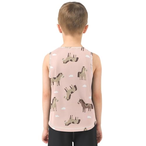 J JOYSAY Cartoon Horse Pink Boys Tank Top Sleeveless Muscle Shirts Quick Dry Active Workout Sport Kids T-Shirts 3-15T3
