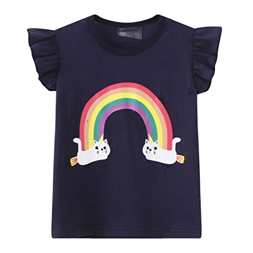 Kids Girls' Short Sleeve T-Shirts Easter Blue Rainbow Summer Graphic Tee Shirt Tops White Yellow 3 Packs Sets 4T3