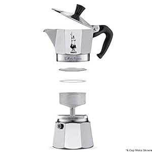 Bialetti Express Moka Pot, 6 -Cup & Coffee, Aluminum Silver Bialetti Express Moka Pot 6 Cup Coffee Aluminum Silver