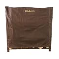 Woodhaven 4 Foot Waterproof Full Cover - Covers 1/4 Cord Outdoor Firewood Rack - Reinforced Vinyl with Front Open Straps - Keeps Logs Dry (Brown)