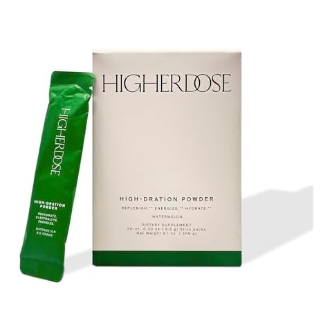 HigherDOSE HIGH-DRATION Electrolytes Powder – Replenishes & Energizes with Real Watermelon, Magnesium, Vitamin Complex & Coconut Water – Post Workout Recovery - No Added Sugar (30 Servings) Cover