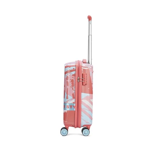 Image of Skybags Wanderlust Cabin Trolley Bag 55cm | Small | Hard Luggage | Printed 8-Wheel Suitcase | TSA Lock with Anti-Theft Zipper | Polycarbonate | 3 Years International Warranty - Unisex (Pink-White)