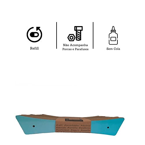 Gatomoderno Refil de Arranhador para Gatos de Papelão Kraft, Modelo Brasília, Azul Bebê.