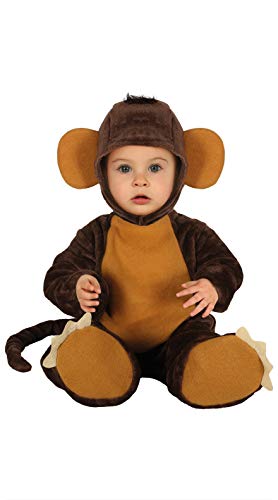 FIESTAS GUIRCA | Disfraz de Monito Bebé (12-18/Meses) - Mono, Cola, Gorro y Pies - Disfraces de Animales para Halloween, Carnaval y Fiestas de Disfraces - Ideal para Bebés Unisex - Marrón