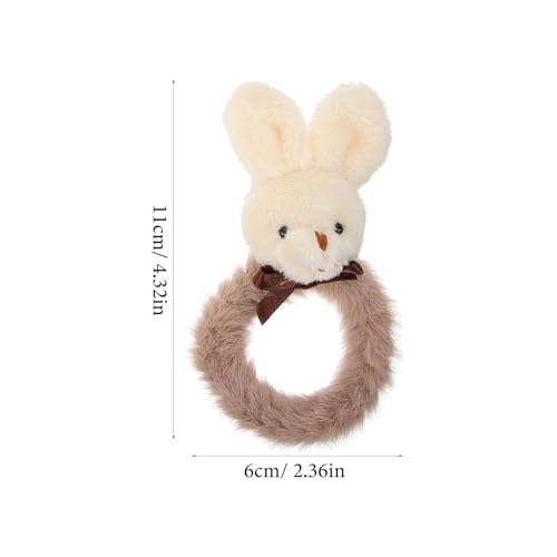 Frcolor 5201R33HVCZP12J 4Pcs Plush Bunny Rubber Band White Stuffed Bunny White Stand Stuffed Animal Bunny Rabbit Elastic Ties Girl Hair Scrunchies Elastic Plush Hair Ring Plush Ponytail Holder Hair Bands thumb #5